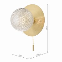 Laura Ashley Prague Bathroom Wall Light Glass Satin Brass IP44