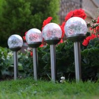 Smart Solar Crackle Globe Stake Light 5 Pack