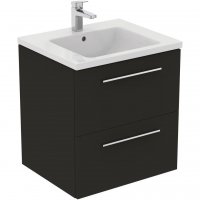 Ideal Standard i.life B Wall Hung 60cm 2 Drawer Matt Carbon Grey Vanity Unit