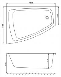 Carron Clipper 1575 x 1200mm Left Hand Acrylic Corner Bath