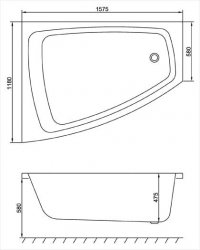 Carron Clipper 1575 x 1200mm Left Hand Carronite Corner Bath
