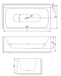 Bette Lux IV Silhouette Side Rectangular Bath 180 x 90cm