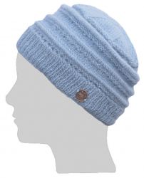 Lace Ridge Beanie - pure wool - fleece lined - dusk blue