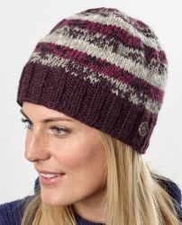 Pure Wool Natural electric beanie - Aubergine