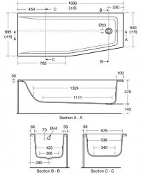 Ideal Standard Concept 170 x 70cm Left Hand Spacemaker Bath