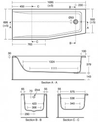 Ideal Standard Concept 170 x 70cm Right Hand Spacemaker Bath