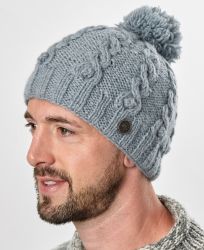 pure wool - cable bobble hat - flint