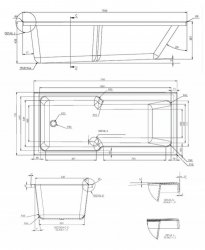 Essential Newham 1700mm x 750mm Straight Single Ended Shower Bath