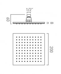 Vado Nebula 200mm Single Function Square Shower Head