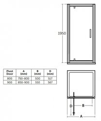 Ideal Standard Connect 2 Silk Black 800mm Pivot Door