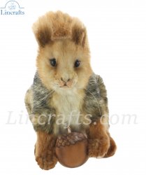 Soft Toy Grey Squirrel Crouching by Hansa (26cm.H) 8049