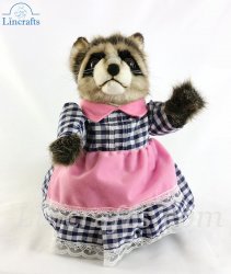 Soft Toy Dressed Girl Raccoon by Hansa (29cm) 7835