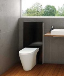 Geberit Monolith Black Glass 114cm Sanitary Module For Floor Standing WC with Straight Connector