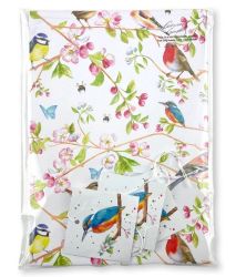 Garden Birds in Blossom Wrapping Paper 2 Sheets & Tags - Arty Penguin