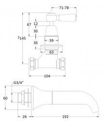 BC Designs Victrion Lever 3 Hole Wall Mounted Bath Filler
