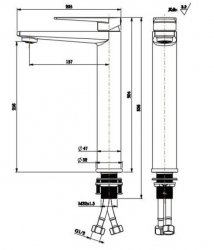 RAK Blade Tall Mono Basin Mixer With Clicker Waste