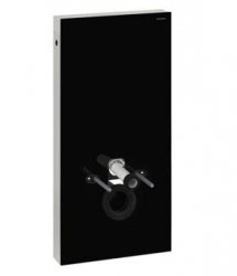 Geberit Monolith Black Glass Sanitary Module for Wall Hung Toilet, 101cm, with Straight Connector