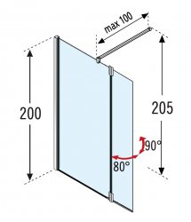 Novellini Kuadra H2 Wetroom Panel with Hinged Deflector