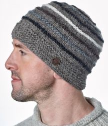 Pure Wool Natural ridge beanie - brown