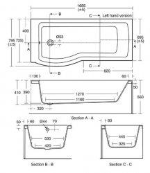 Ideal Standard Tempo Arc Idealform Plus+ Left Hand Shower Bath