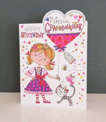 Birthday Card - Granddaughter - Glitter Die-cut - Cherry on Top