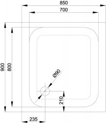 Bette Ultra 900 x 850 x 25mm Rectangular Shower Tray