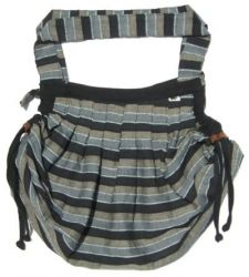 Large Striped Slouch Bag - Grey