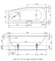Bette Bambino Rectangular Bath 157 x 65cm (Right Hand)