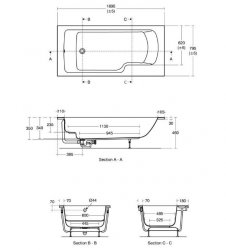 Ideal Standard Concept Freedom 170 x 80cm Idealform Plus Bath - Right Hand