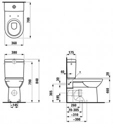 Laufen Pro Comfort Height Close Coupled Back to Wall Toilet