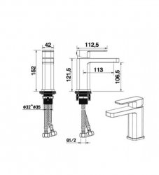 RAK Compact Square Black Chrome Mono Basin Mixer Tap