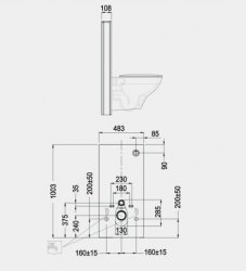 RAK Ecofix Black Obelisk Cistern Cabinet For Wall Hung Pan