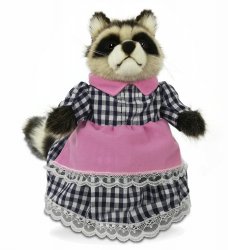 Soft Toy Dressed Girl Raccoon by Hansa (29cm) 7835