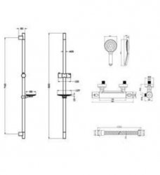 RAK Cool Touch Square Thermostatic Shower Valve with 820mm Slide Rail Kit