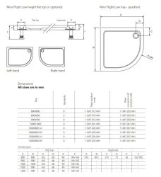 Mira Flight Low 800 x 800mm Quadrant Shower Tray with 2 Upstands