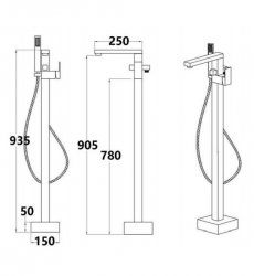 RAK Cubis Freestanding Bath Shower Mixer