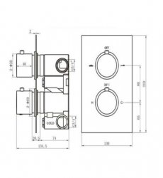 RAK Round Black Dual Outlet 2 Handle Thermostatic Concealed Shower Valve