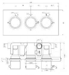 RAK Round Chrome Dual Outlet 3 Handle Thermostatic Concealed Shower Valve