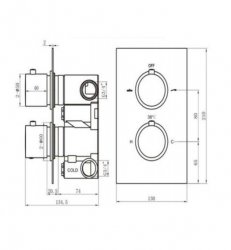 RAK Round Chrome Dual Outlet 2 Handle Thermostatic Concealed Shower Valve