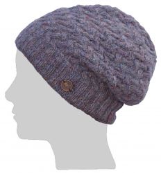 Pure Wool - Weave Baggy Beanie - Pale Heather