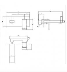 RAK Cubis Wall Mounted Basin Mixer