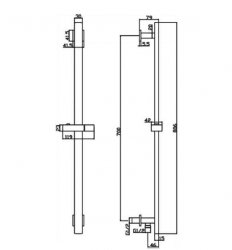 RAK Chrome Round Slide Rail Kit With 3 Function Shower Handset And Integral Wall Outlet