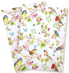 Garden Birds in Blossom Wrapping Paper 2 Sheets & Tags - Arty Penguin