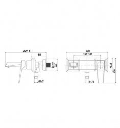 RAK Dimensions Wall Mounted Bath Shower Mixer