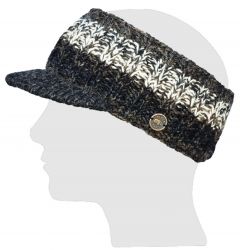 Pure Wool Hand Knitted - Peaked Headband - grey mix