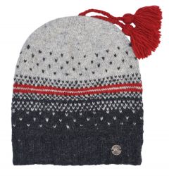 Nordic Slouch Hat - Pure Wool - Red/Mid Grey