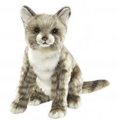 Soft Toy Grey Tabby Cat by Hansa (25cm.H) 7227