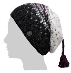 Nordic Slouch Hat - Pure Wool - Aubergine/Mid Grey