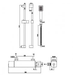 RAK Cool Touch Square Thermostatic Shower Valve with Slide Rail Kit