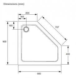 Mira Flight Low 900 x 900mm Pentagon Shower Tray